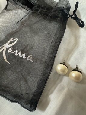 Roma Creamy Pearl Dome Stud Fashion Earrings — comes in brand mesh pouch - NWOT